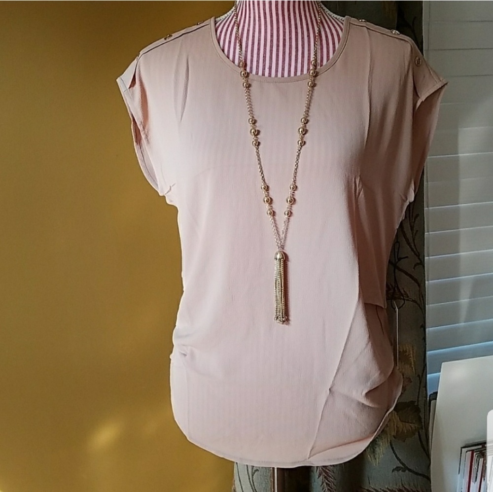 Tan Shoulder Detail Blouse - Picture 2 of 6